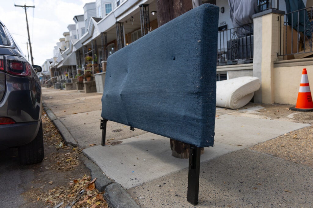 close-up of a headboard on curb