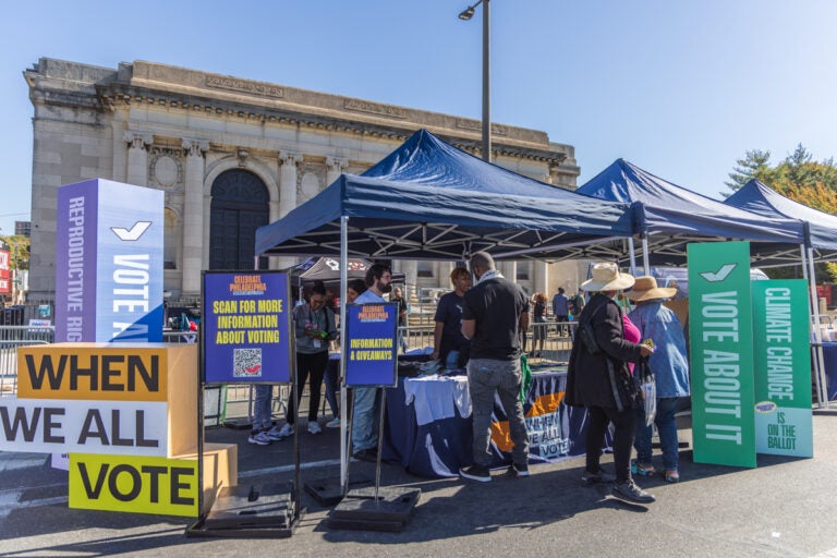 an educational booth at the block party