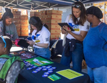 Workers at the When We All Vote block party helped Philadelphians register to vote