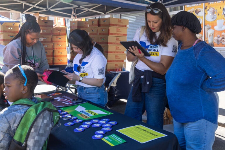 Workers at the When We All Vote block party helped Philadelphians register to vote