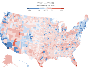 map showing shift in votes across the country