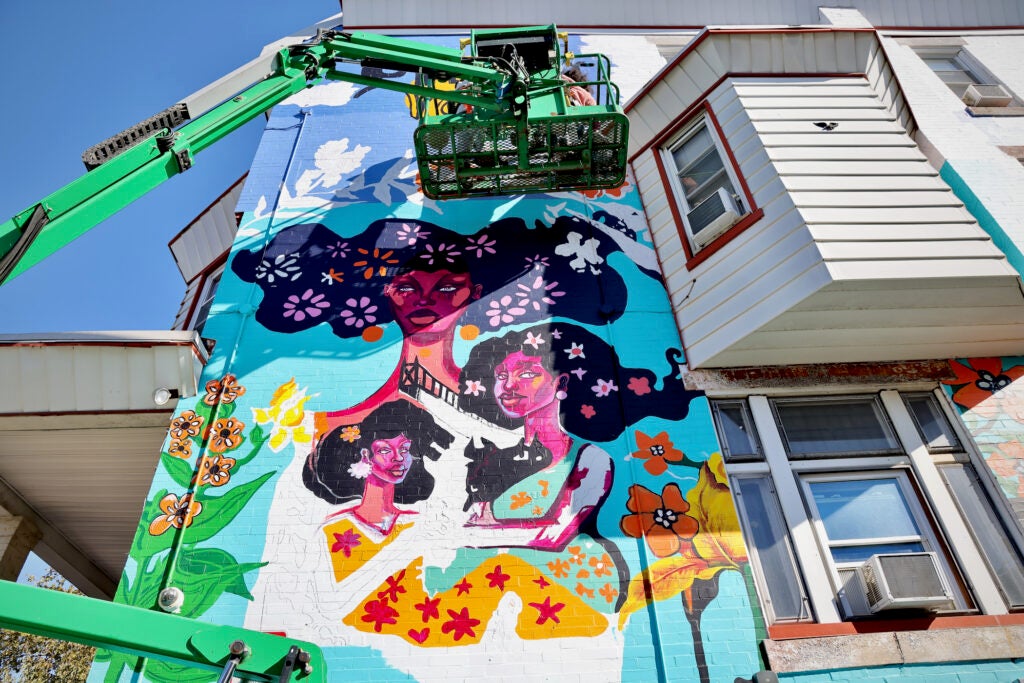 The "Legacy in Bloom" mural in West Philadelphia