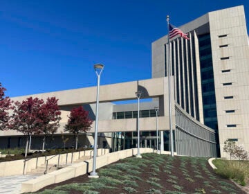 The exterior of the federal courthouse in Harrisburg, Pa., is shown Friday, Oct. 18, 2024, where a judge heard argument regarding a request by six Republican members of Congress that he direct elections officials to take additional steps to verify the identity and eligibility of overseas voters, including those serving in the military and their families. (AP Photo/Mark Scolforo)