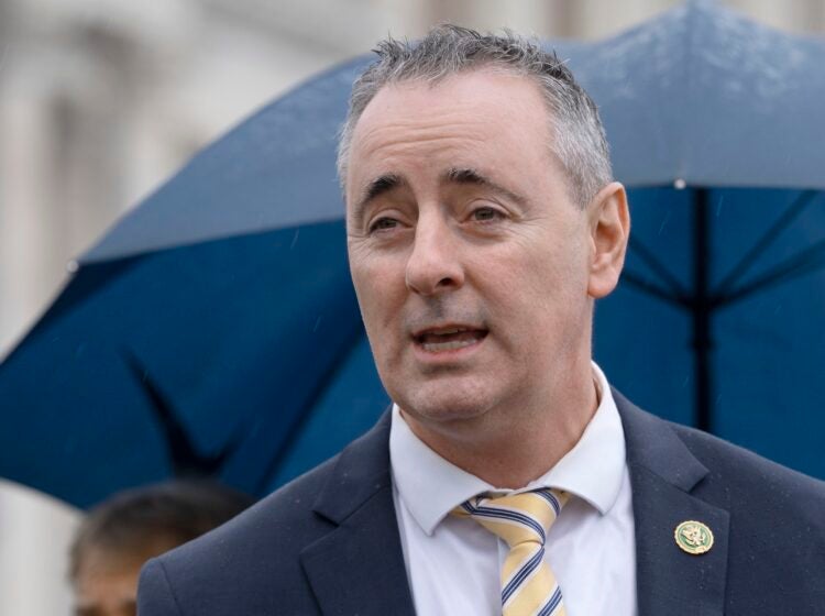 Rep. Brian Fitzpatrick, R-Pa., speaks at a news conference, Jan. 31, 2023, on Capitol Hill in Washington.