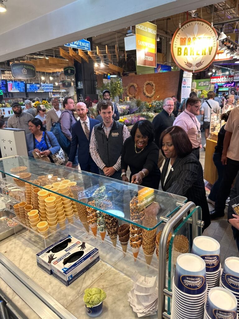 Alex Bassett Strange, Cherelle Parker and Reta Jo Lewis at Bassetts Ice Cream