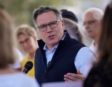 Pennsylvania Republican Senate candidate Dave McCormick speaks during a campaign event in Steelton, Pa., Thursday, Sept. 12, 2024. (AP Photo/Matt Rourke)