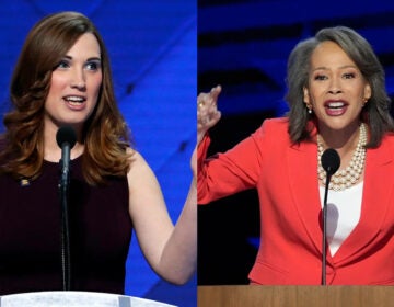 U.S. Rep.-elect Sarah McBride (left) and Sen.-elect Lisa Blunt Rochester (right). (AP Photo/J. Scott Applewhite)