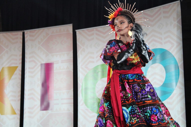 Dancers from Ballet Folklorico Yaretzi performed at Penn Museum and the Mexican Cultural Center's Día de los Muertos celebration on Saturday, Oct. 26, 2024. (Emily Neil/WHYY)