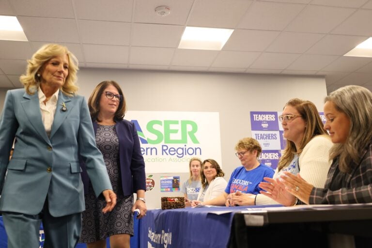 Jill Biden on Oct. 15, 2024 (Amanda Fitzpatrick/WHYY)