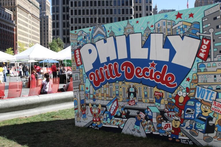 a mural reads 2024 PHILLY WILL DECIDE VOTE