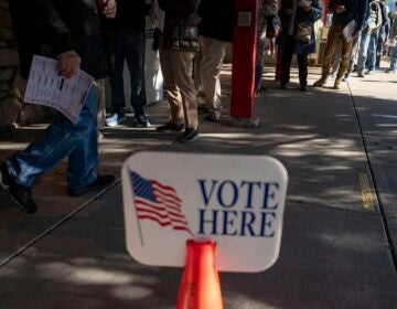 Voters wait to cast ballots