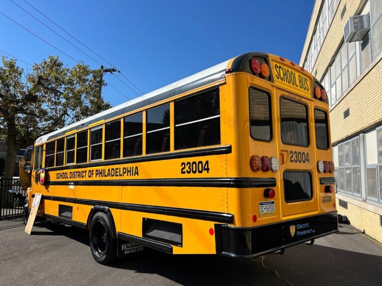 a parked electric school bus