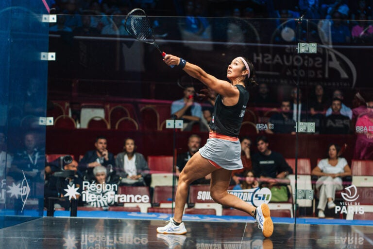 Amanda Sobhy on the squash court