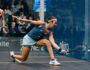 Amanda Sobhy on the squash court