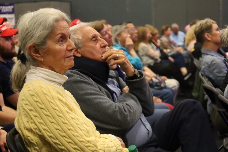 Voters watch the debate at the Republican watch party