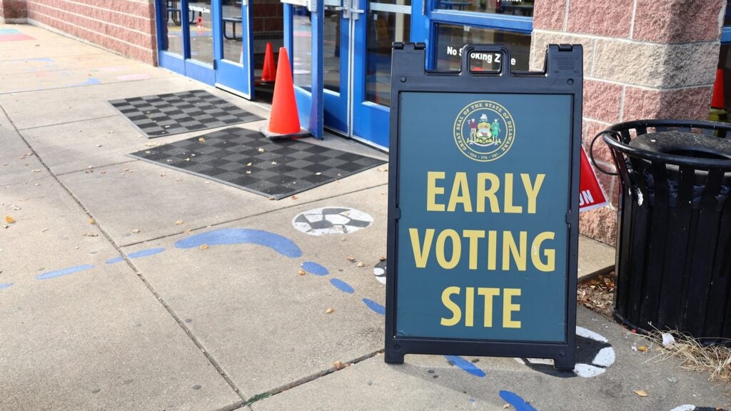 a sign reads EARLY VOTING SITE