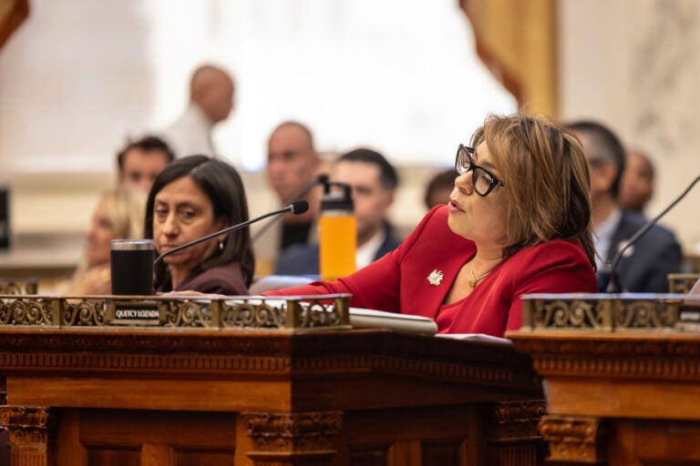 Quetcy Lozado speaking during a council hearing