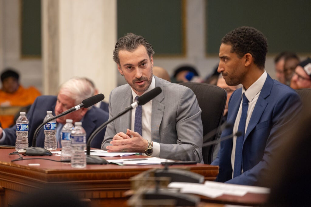 David Gould speaking during a council hearing