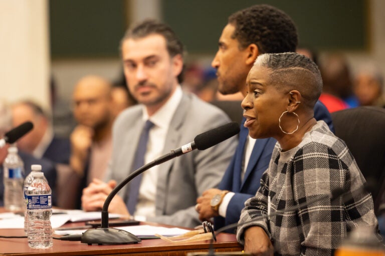 Leslie Smallwood-Lewis speaking during a council hearing