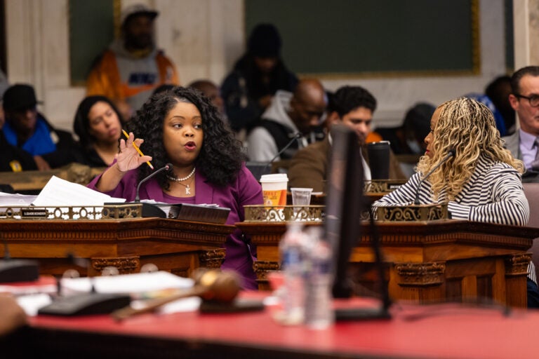 Kendra Brooks speaking during a council hearing