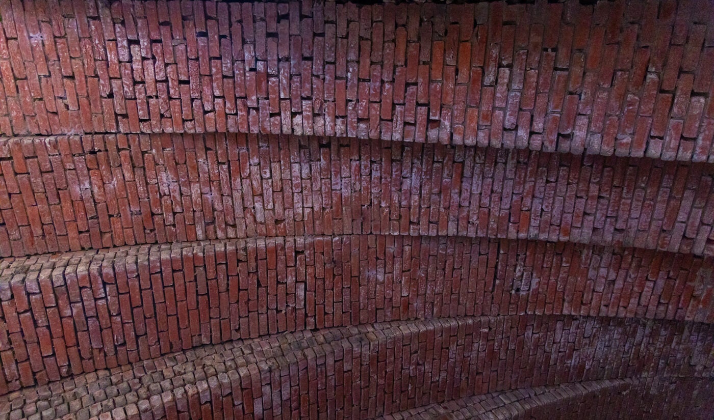 bricks of the ceiling under the Skew Arch Bridge