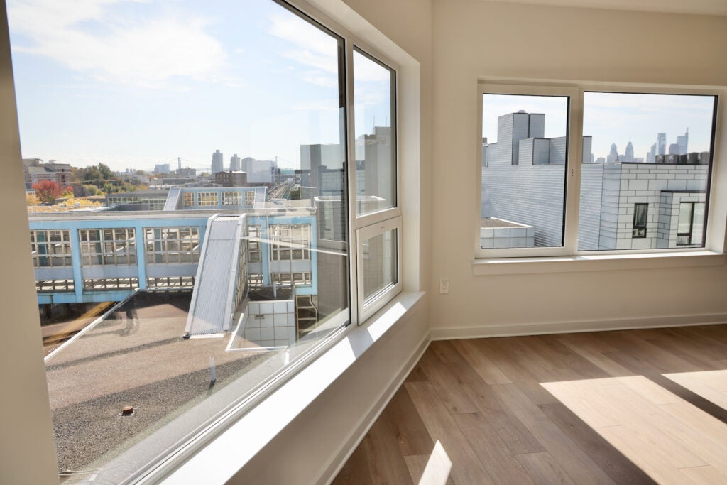 inside one of the apartments looking at windows