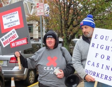 Casino workers demonstrating