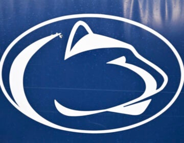 FILE - The Nittany Lion logo taken before an NCAA college football game between Penn State and Delaware, Sept. 9, 2023, in State College, Pa. (AP Photo/Barry Reeger, File)