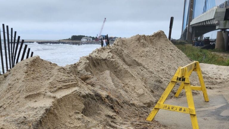 Workers repairing eroded dunes