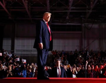 President-elect Donald Trump stands on stage at a campaign rally