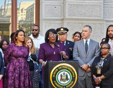 Cherelle Parker speaks alongside others