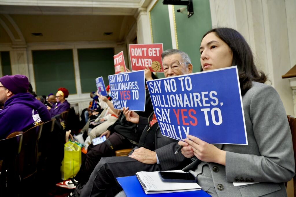 Audience members at public hearing