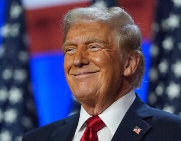 Republican presidential nominee former President Donald Trump smiles at an election night watch party at the Palm Beach Convention Center, Wednesday, Nov. 6, 2024, in West Palm Beach, Fla.