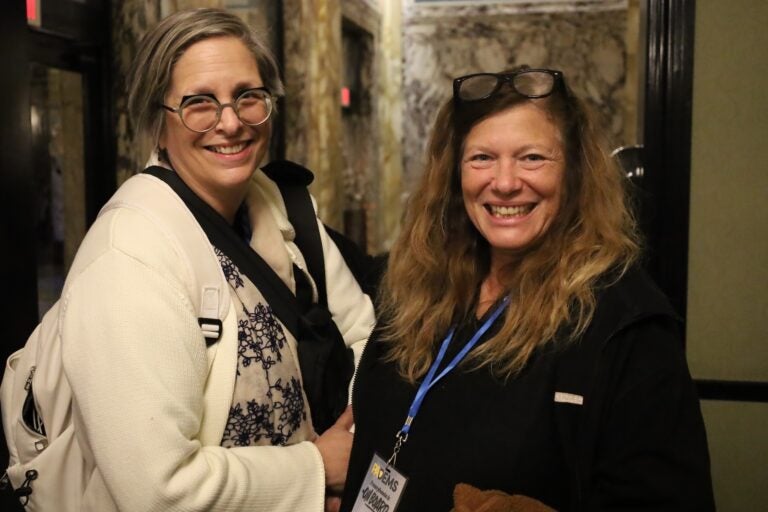 Angie Atkins and Ellen Nerenberg pose for a portrait