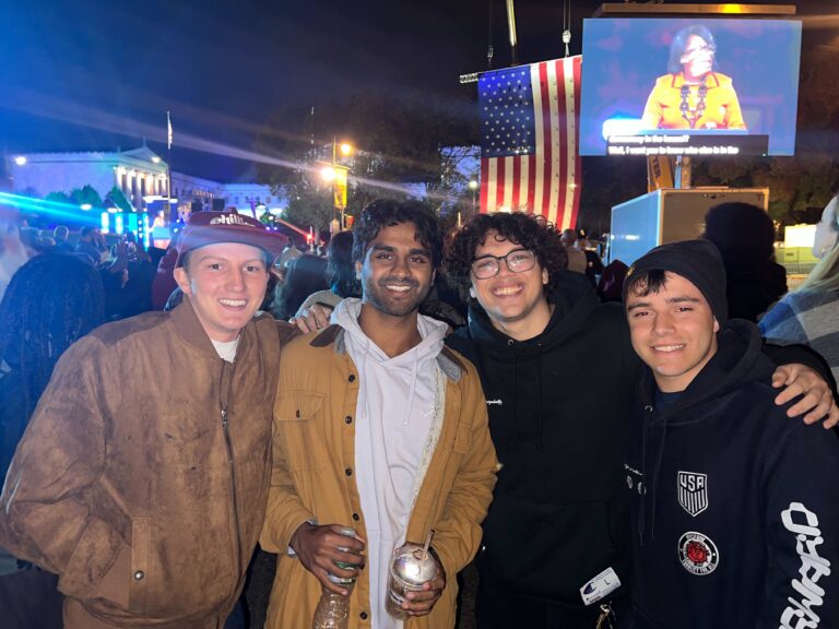 4 attendees of the Philly Harris rally smile