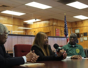 Dawn Hines, center, shared her story and what she hopes community members can do in response to the bias incident. (Emily Neil/WHYY)