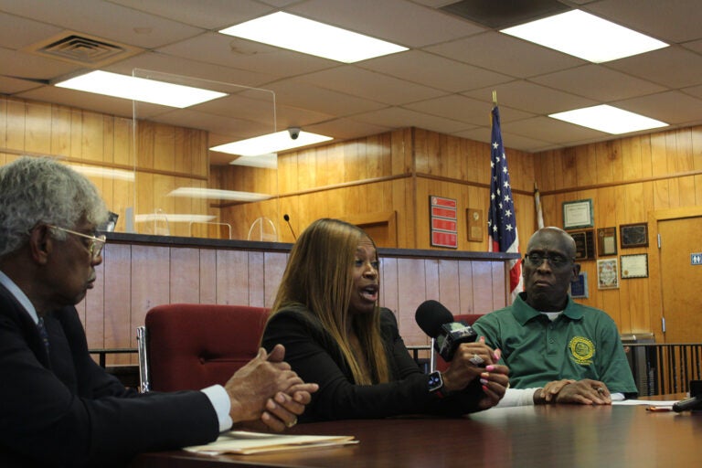 Dawn Hines, center, shared her story and what she hopes community members can do in response to the bias incident. (Emily Neil/WHYY)