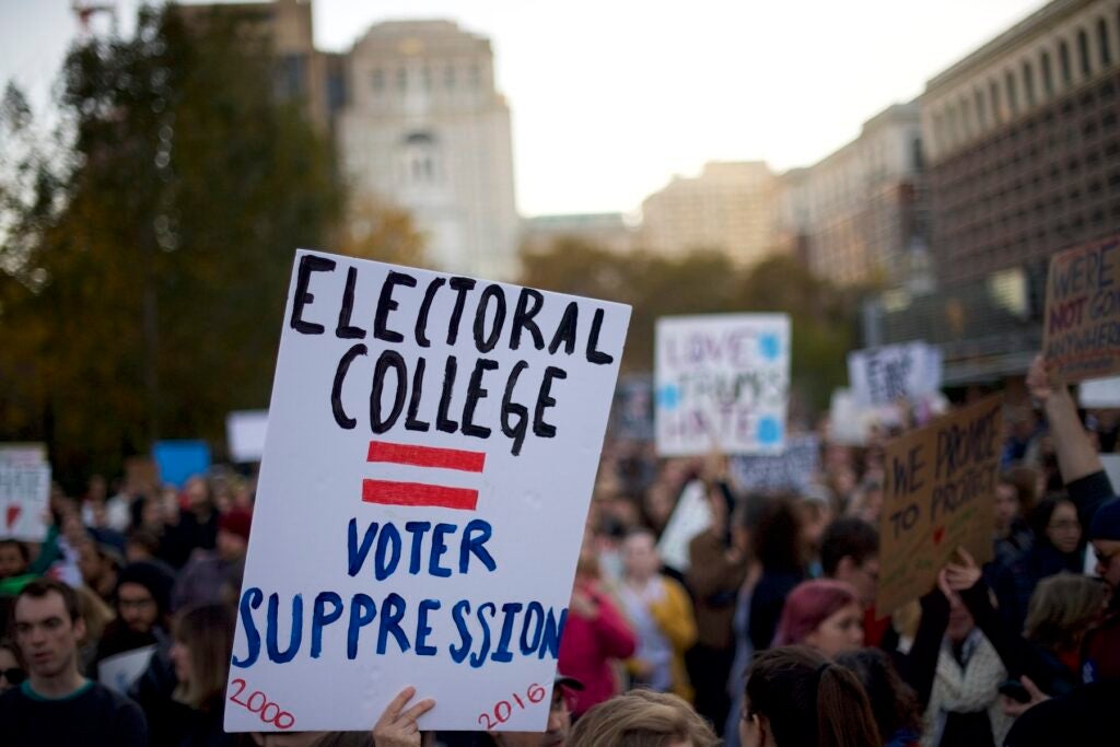 Protesters demonstrate against President-elect Donald Trump