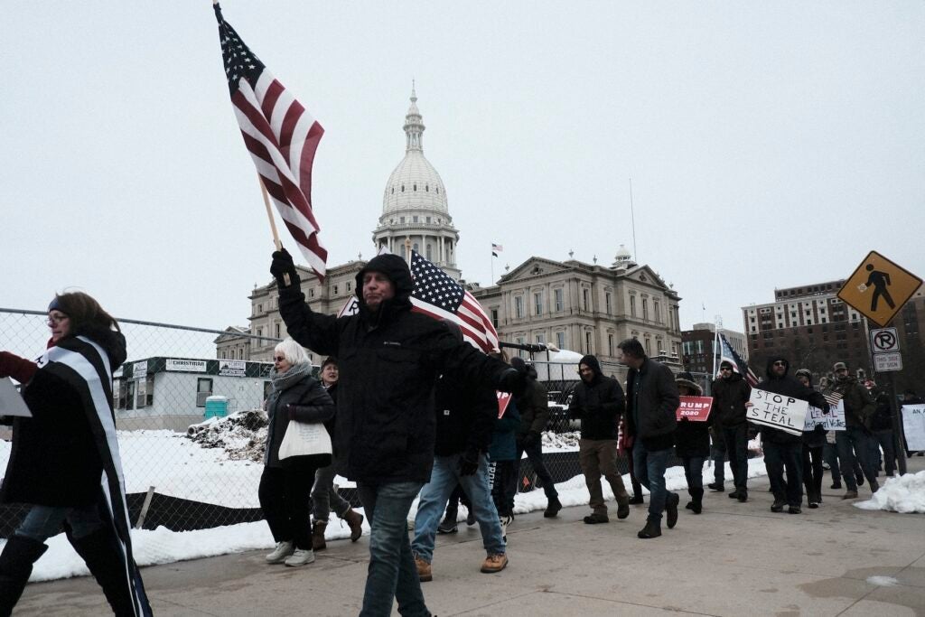 Then-President Trump's supporters march