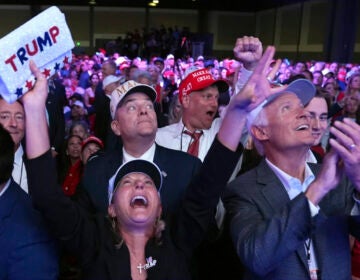 Supporters watch returns at a campaign election night watch party for Republican presidential nominee former President Donald Trump at the Palm Beach Convention Center. (Evan Vucci/AP/AP)