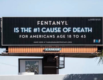 A billboard put up by Families Against Fentanyl displayed their message in Placentia, CA, in 2023. Responding to outrage over fentanyl deaths, President-elect Donald Trump has promised to get tough on dealers and Mexican cartels. (Orange County Register/MediaNews Group via Getty Images)