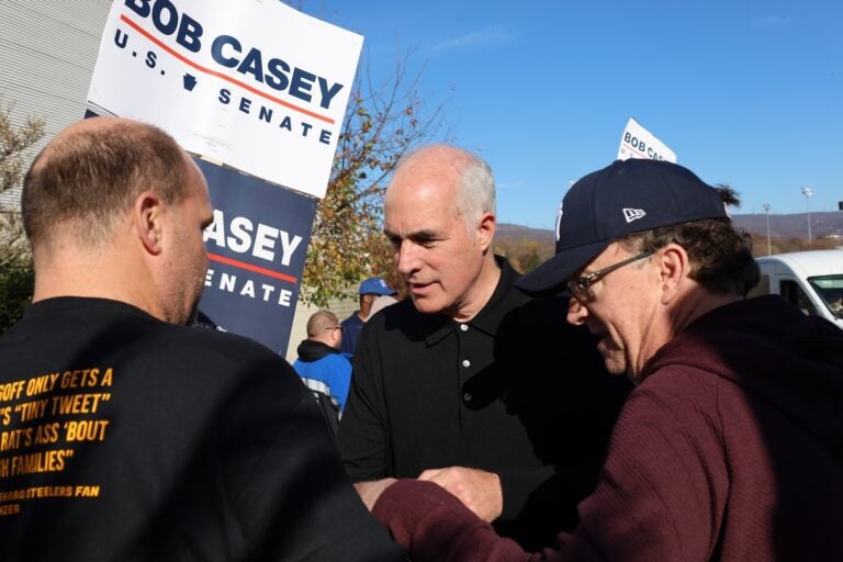 Pa. U.S. Sen. Bob Casey greets supporters on Election Day