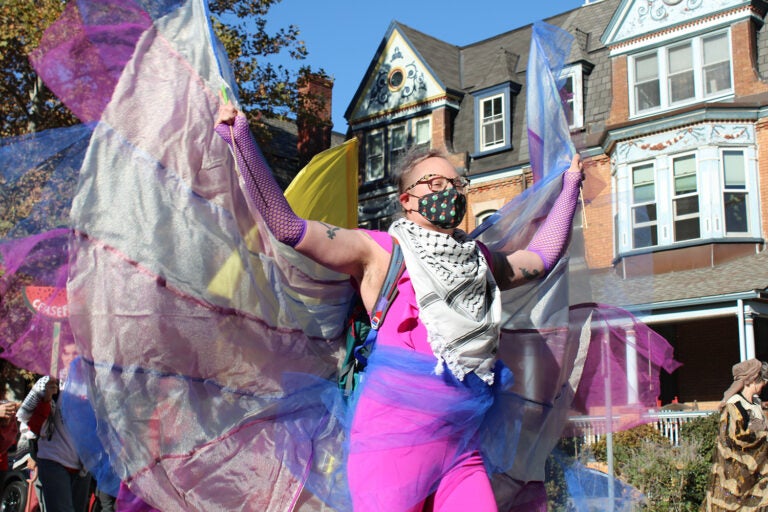 Hundreds of organizations and individuals marched through West Philadelphia as part of the 24th annual Peoplehood Parade on Nov. 9, 2024. (Emily Neil/WHYY)