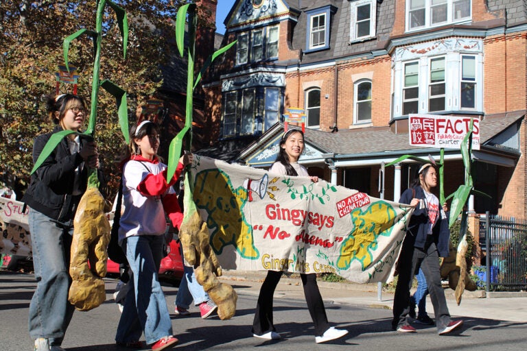 Hundreds of organizations and individuals marched through West Philadelphia as part of the 24th annual Peoplehood Parade on Nov. 9, 2024. (Emily Neil/WHYY)