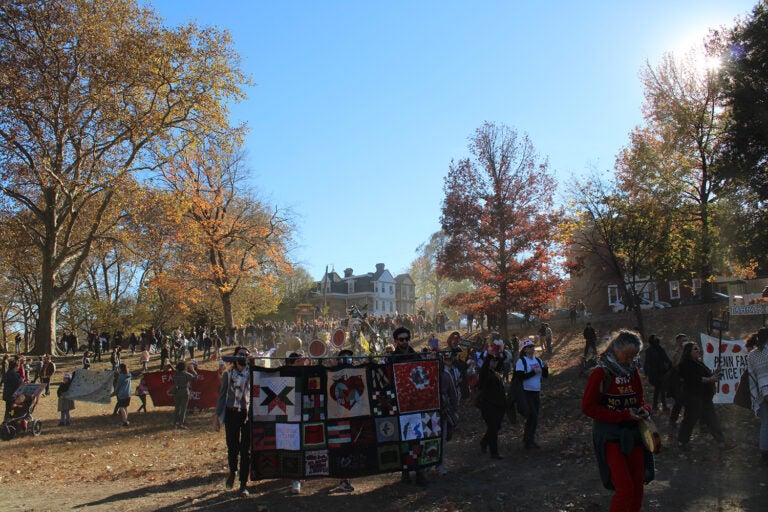 The parade ended at Clark Park, where participants put on a pageant for a crowd of hundreds. (Emily Neil/WHYY)