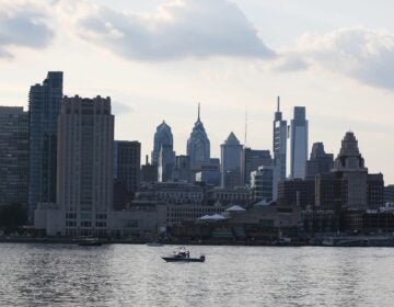 Philadelphia skyline over the Delaware River