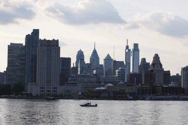 Philadelphia skyline over the Delaware River