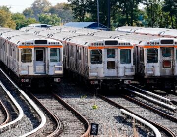 SEPTA trains sit in the yard at Fern Rock Transportation Center in Philadelphia on Oct. 25, 2021