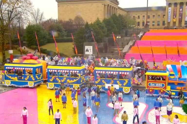 Performers in front of the art museum