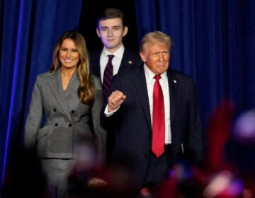 The Trump family walks on stage at an election night party